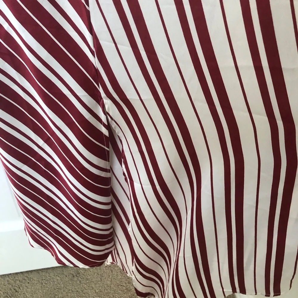 Anthropologie Asymmetrical Red and White Striped Slip Dress size XL - Picture 10 of 10